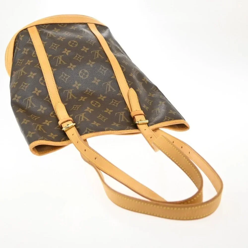 LOUIS VUITTON BUCKET GM Shoulder Tote Bag Monogram Leather Brown